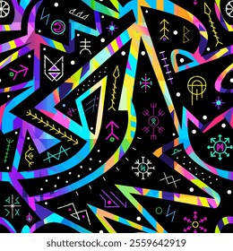 Psychedelic Tribal Triangles, Seamless pattern.