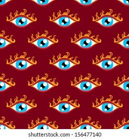 Psychedelic trippy eyes seamless pattern vector illustration