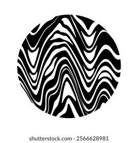 Psychedelic trippy figure. Abstract minimalistic creativity and art. Dynamic groovy and wavy pattern. Grahic element for website. Psychedelic and funky collage. Linear vector illustration