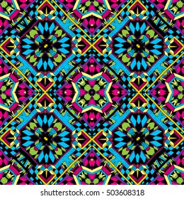 Psychedelic Trippy Hippie 60s Colors Seamless Pattern Vector Illustration
