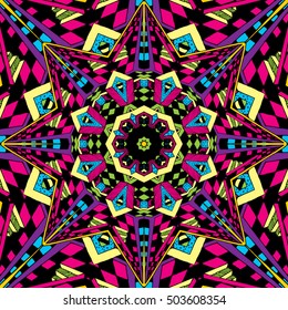 Psychedelic Trippy Hippie 60s Colors Seamless Pattern Vector Illustration
