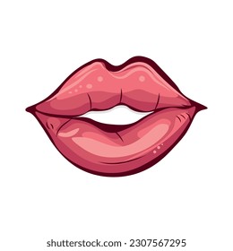 psychedelic trippy lips isolated, cute cartoon lips teeth, vector illustration