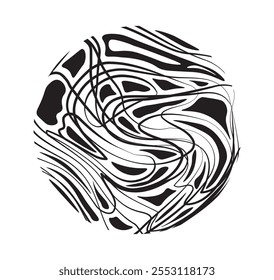 Figura de padrão trippy psicodélico. Abstrato criatividade minimalista e arte. Colagem geométrica e composição. Espragas arredondadas. Ilustração de vetor linear isolada no plano de fundo branco