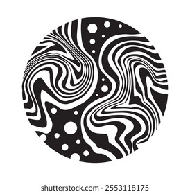 Figura de padrão trippy psicodélico. Abstrato criatividade minimalista e arte. Blob e fluir composição dinâmica. Espragas arredondadas. Ilustração de vetor linear isolada no plano de fundo branco