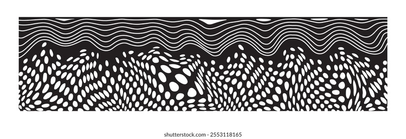 Psychedelic trippy pattern figure. Geometric collage and composition. Blob and fluid, liquid ornament. Texture and wallpaper. Linear vector illustration isolated on white background