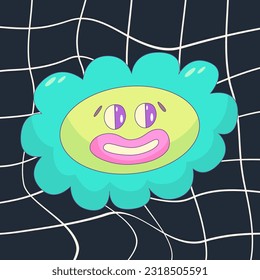 Psychedelic Trippy poster with funny character. Trippy y2k poster weird template. 90s aesthetic design cool cover. Vector illustration