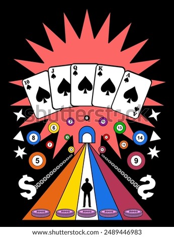 psychedelic trippy vintage aesthetic vector design GAMBLER
