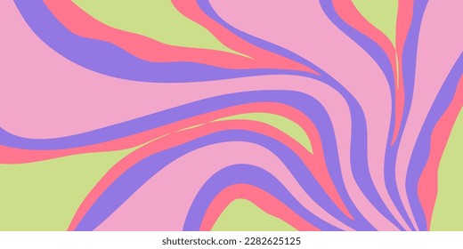 Psychedelic trippy y2k retro background bright swirl. Simple vector illustration. Groovy wave print. Vintage background. Psychedelic groovy spiral