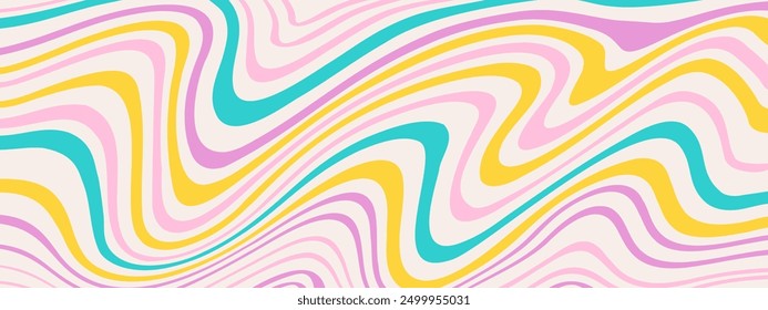 Psychedelic trippy y2k retro background swirl. Simple vector illustration. Groovy wave print. Vintage background. Psychedelic groovy spiral