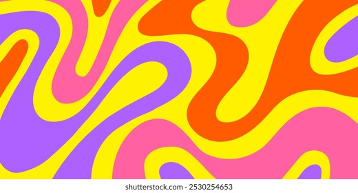 Psychedelic trippy y2k retro background vector design. Groovy abstract hippie pattern. Cool geometric wave texture.