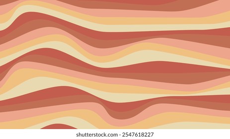Psychedelic trippy y2k retro background. Abstract simple vector illustration. Groovy wave print. Vintage design in red and orange colors.