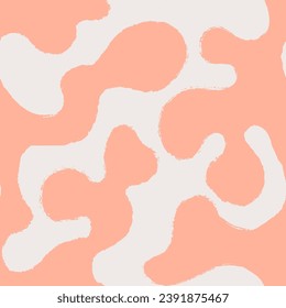 Psychedelic trippy y2k seamless pattern with orange groovy wave in Doodle grunge style. Matisse boho naive background for kids of natural tones. Minimalist print. Messy graffiti sketch wallpaper print