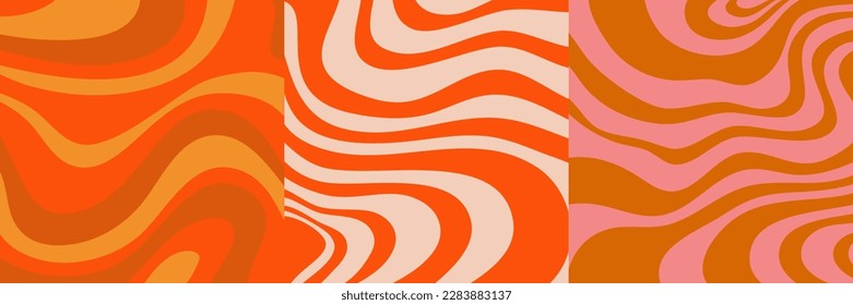 Psychedelic trippy y2k puso un giro de fondo retro. Ilustración vectorial simple. Huella de ondas gruesas. Fondo vintage. Espiral de groovía psicodélica