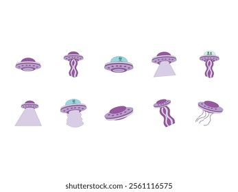 Psychedelic Ufo Illustration Element Set