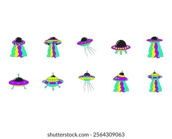 Psychedelic Ufo Illustration Element Set