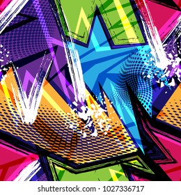 Psychedelic urban colored geometric seamless pattern