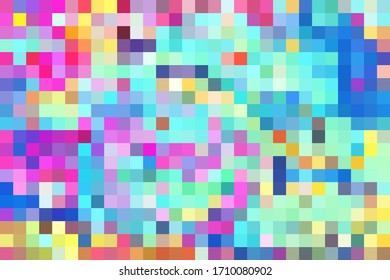 Psychedelic vector background. Bright digital texture. Geometric pattern. Color puzzle decor. Glitch effect overlay for web design. Multicolored abstract illustration. Futuristic cover template