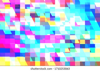 Psychedelic vector background. Vibrant digital texture. Geometric pattern. Pink mint color decor. Glitch effect overlay for web design. Multicolored abstract illustration. Futuristic cover template