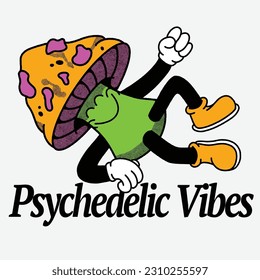 Psychedelic vibes With Mushroom Groovy Character design