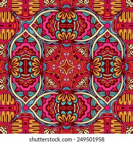 psychedelic vintage ethnic seamless vector pattern ornamental