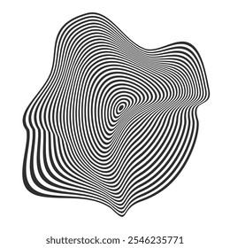 Psychedelic Warped Lines Optical Illusion Texture. Abstract Geometric Background Vector Design. Black and White Modern Pattern Op Art Illustration.