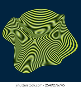 Psychedelic Warped Lines Optical Illusion Texture. Abstract Geometric Background Vector Design. Black and White Modern Pattern Op Art Illustration.