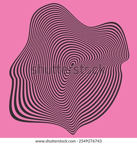 Psychedelic Warped Lines Optical Illusion Texture. Abstract Geometric Background Vector Design. Black and White Modern Pattern Op Art Illustration.