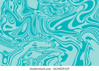 Psychedelic wave swirl pattern. Vector summer beach colorful water background. Groovy trippy y2k twisted simple geometric abstract liquid backdrop. Summertime sea blue funky fluid texture. Wavy lines