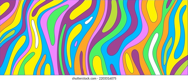 Psychedelic waves background. Groovy flowing waves, spots
