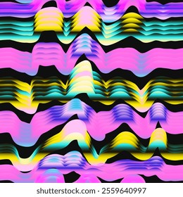 Psychedelic waves vector seamless pattern