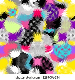 Psychedelic wavy background. Seamless abstract pattern in low poly style. Effect of a glass. Vector image.