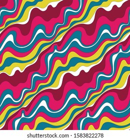 Psychedelic wavy background. Seamless pattern 60s style