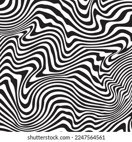 psychedelic wavy, black and white seamless pattern, wallpaper. stylish texture with  stripes lines.Geometric abstract illustration background.