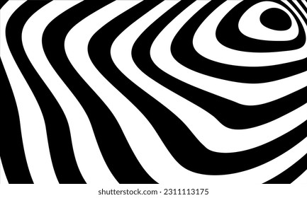 Psychedelic wavy groovy hippie distorted lines background. Vector illustration