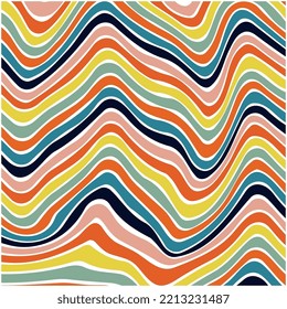 Psychedelic wavy lines.marbling texture, Multicolored wallpaper graphic design.liquid marbling vector illustration design.abstract geometrical background.