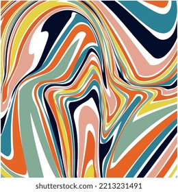 Psychedelic wavy lines.marbling texture, Multicolored wallpaper graphic design.liquid marbling vector illustration design.abstract geometrical background.