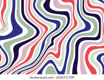 Psychedelic wavy lines.marbling texture stripes, Multicolored wallpaper graphic design.Wavy Swirl Seamless Pattern Groovy Background, Wallpaper, Print, fabric.