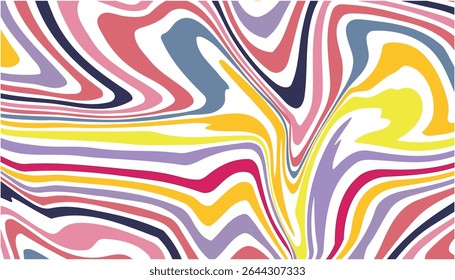 Psychedelic wavy lines.marbling texture stripes, Multicolored wallpaper graphic design.Wavy Swirl Seamless Pattern.