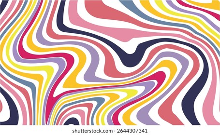Psychedelic wavy lines.marbling texture stripes, Multicolored wallpaper graphic design.Wavy Swirl Seamless Pattern.