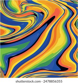Psychedelic wavy lines.waves print background, Multicolored wallpaper graphic design. liquid marble seamless pattern.Marble acrylic swirl pattern.