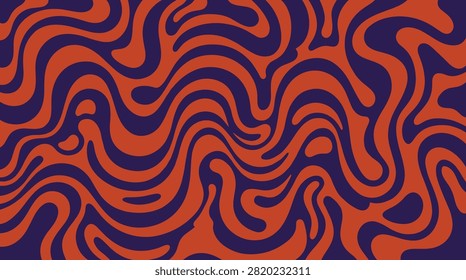 Psychedelic wavy pattern design. Vibrant lava lamp inspired texture. Fluid curved lines with bold color contrast.