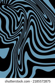 Psychedelic wavy pattern. Groovy trippy abstract background. Retro backdrop. Vector design for social media, poster.