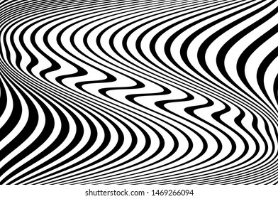 Psychedelic wavy stripes. Vector illustration  