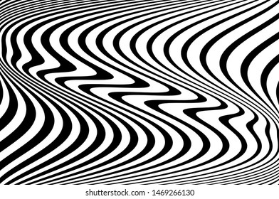 Psychedelic wavy stripes. Vector illustration  