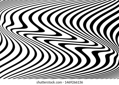 Psychedelic wavy stripes. Vector illustration  