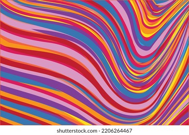 Psychedelische Wavy-Textur, Abstrakter bunter Farbenhintergrund. Mehrfarbige Bildschirmhintergrund Grafik Design.Flüssiger Marmor Muster Vektorgrafik.
