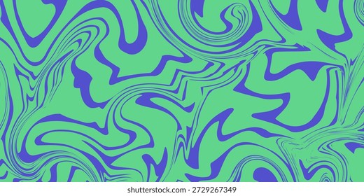 Patrones ondulados psicodélicos. Patrón de color de remolino con líneas fluidas onduladas en colores vibrantes de neón. Diseño trippy retro para textiles, carteles, portadas de álbumes, envoltura. Groovy hippie 70s conjunto de Vector.