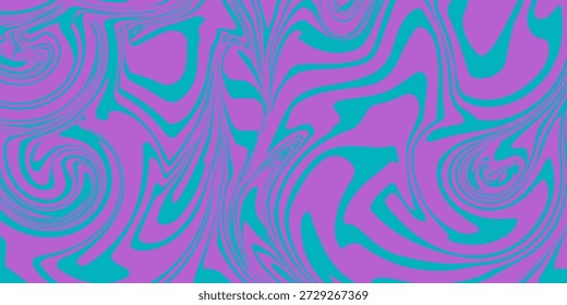 Patrones ondulados psicodélicos. Patrón de color de remolino con líneas fluidas onduladas en colores vibrantes de neón. Diseño trippy retro para textiles, carteles, portadas de álbumes, envoltura. Groovy hippie 70s conjunto de Vector.