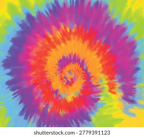 Psychedelic Whirlwind: A Spiraling Spectrum of Colorful Vibrance. Watercolour vivid abstract texture. Tie Dye colourful background, vector illustration.