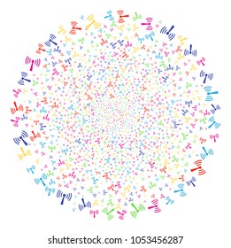 Psychedelic Wi-Fi Station explosion cluster. Vector cluster fireworks designed with randomized wi-fi station symbols. Psychedelic Vector abstraction.